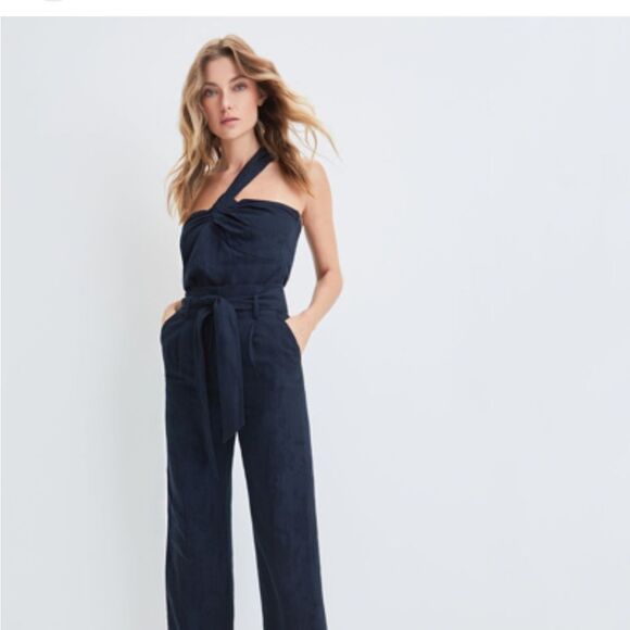 Veronica Beard Belinda Jacquard Linen One Shoulder Strap Blue NWT size 8 $328 - Picture 9 of 11